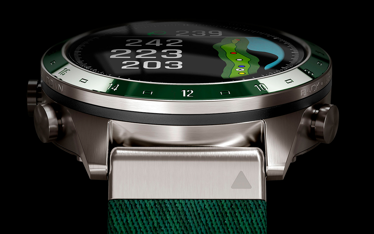 Спортивные часы Garmin MARQ Golfer (Gen 2), нейлоновый ремешок цвета «сосновый лес», силиконовый ремешок цвета «сосновый лес» — Помощник на поле