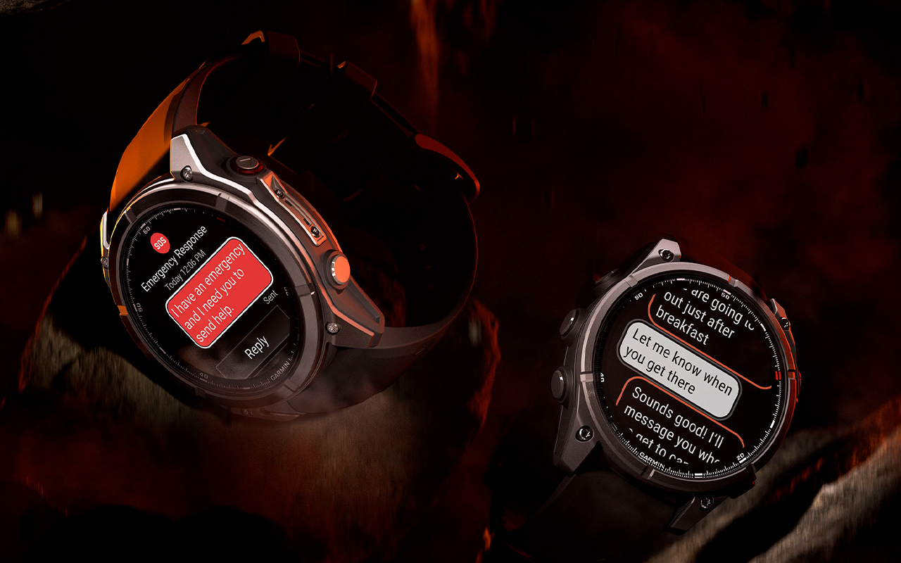 Спортивные часы Garmin fenix 8 Pro, 51 мм, AMOLED, титан с DLC, сапфир, каштановый кожаный ремешок, силиконовый ремешок цвета «графитовый/чёрный» — Двухсторонняя спутниковая связь