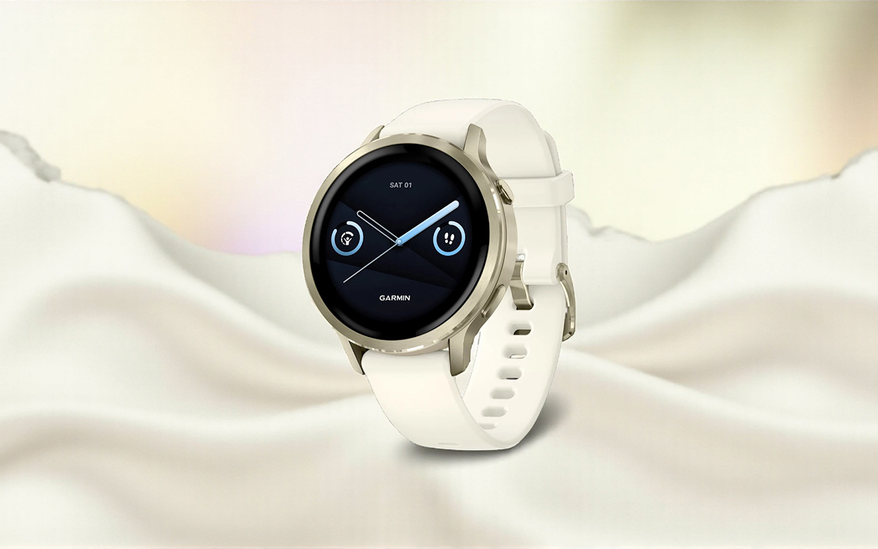 Спортивные часы Garmin Venu 4, 41 мм, светло-песочный кожаный ремешок, силиконовый ремешок цвета кости — Великолепный экран и стальной корпус