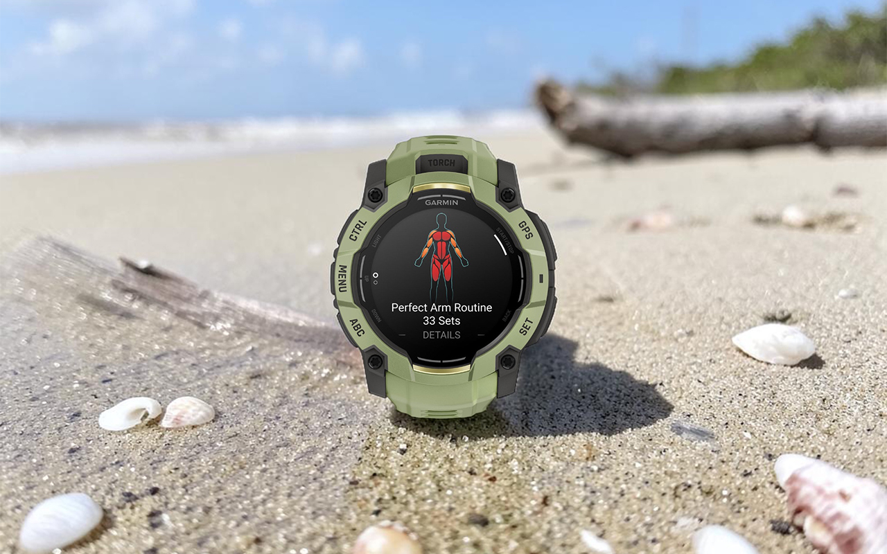 Спортивные часы Garmin Instinct 3, 50 мм, AMOLED, силиконовый ремешок цвета «чёрный/синий» — Базовый набор функций умных часов