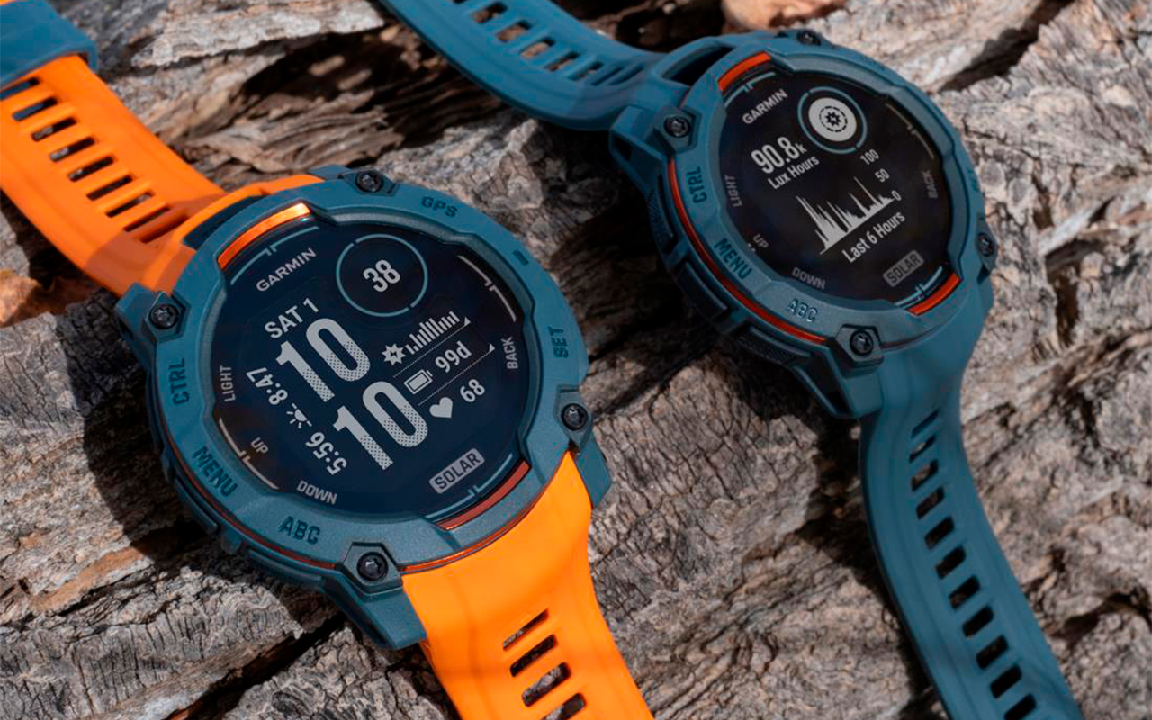 Спортивные часы Garmin Instinct 3, 45 мм, Solar, силиконовый ремешок цвета «Уайтстоун/синий» — Базовый набор функций умных часов