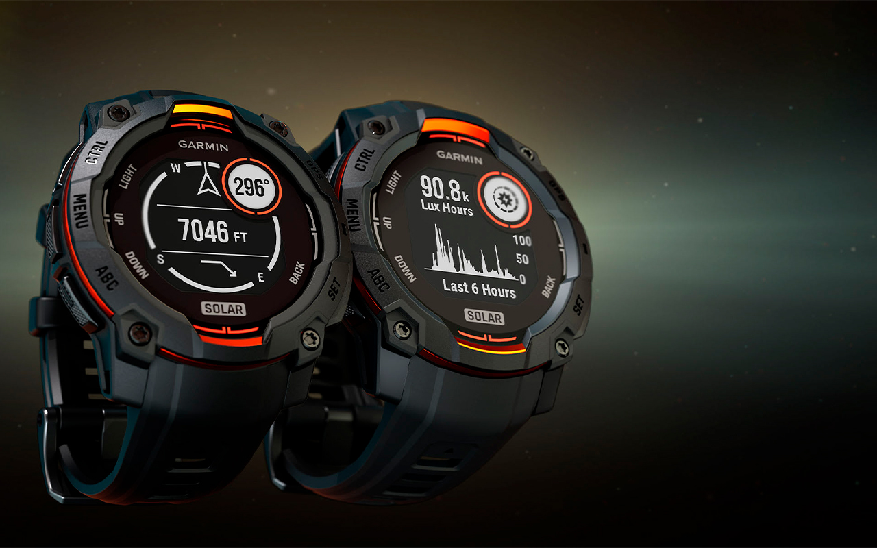 Спортивные часы Garmin Instinct 3, 50 мм, Solar, силиконовый ремешок цвета «чёрный/синий» — Работают на солнечной энергии