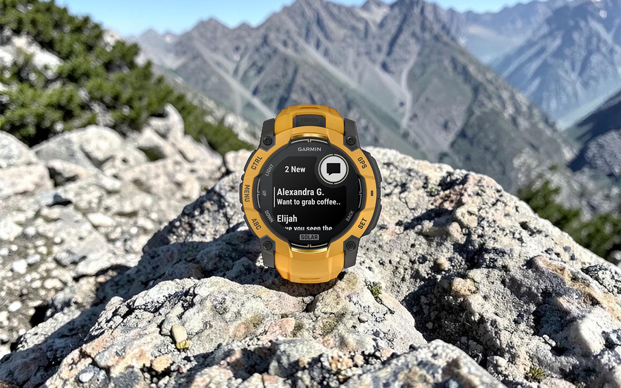 Спортивные часы Garmin Instinct 3, 50 мм, Solar, силиконовый ремешок цвета «солнечный луч/серый» — Чёткий, контрастный экран при любом освещении